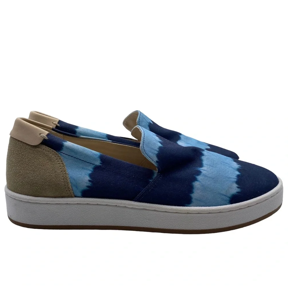 Lucky Brand Slip On Shoe Hadie Blue Tie Dye Canvas Leather Casual Size 9.5 - Picture 2 of 10